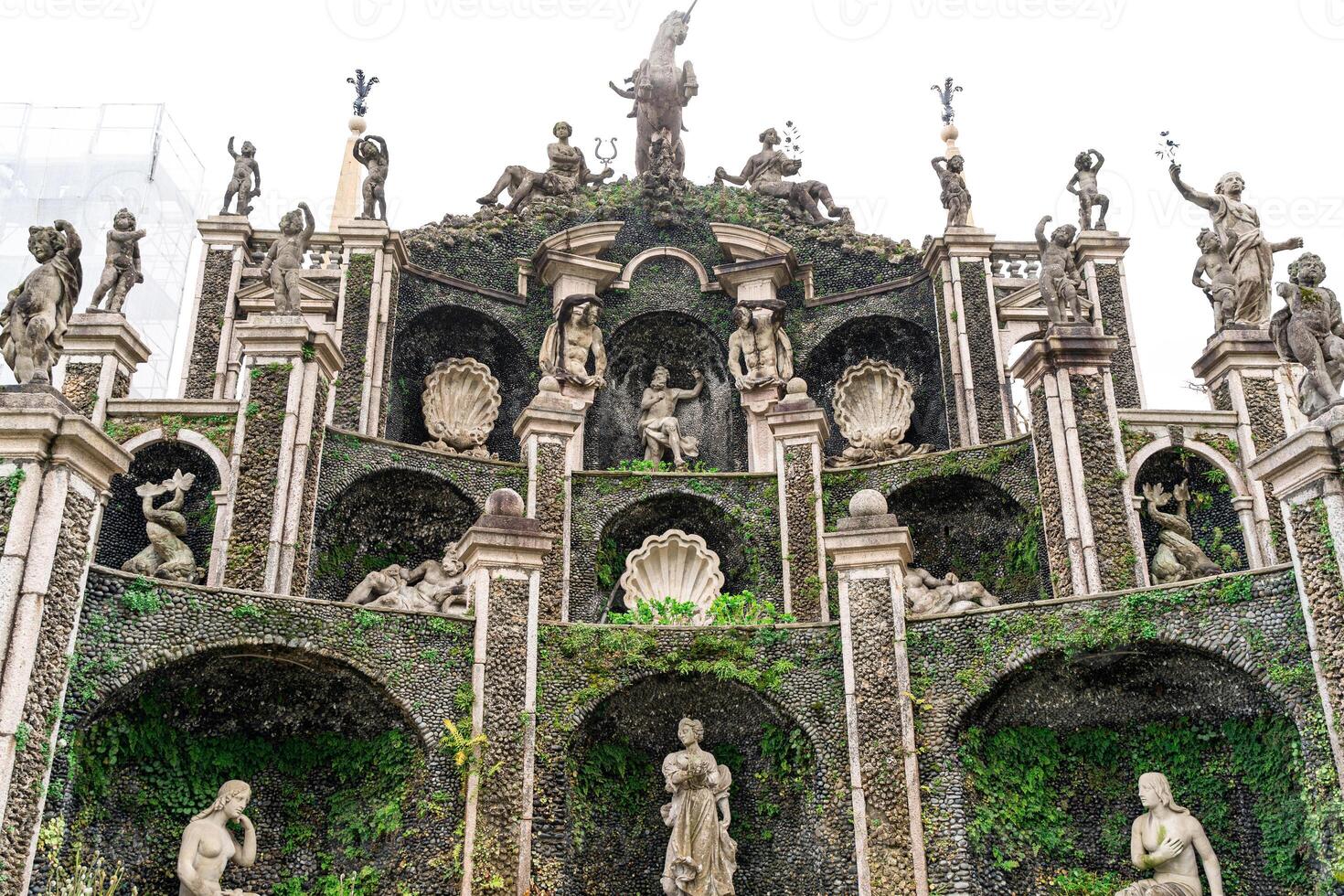 entrance to the borromean botanical gardens in isola bella on lake Maggiore with the view of the amphitheater photo
