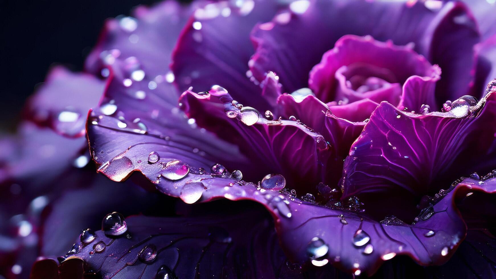 Macro shot of sliced red cabbage. photo