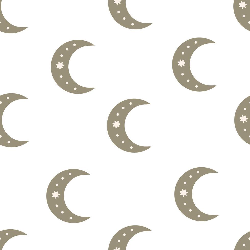 seamless pattern with cartoon moon, decor elements. vector