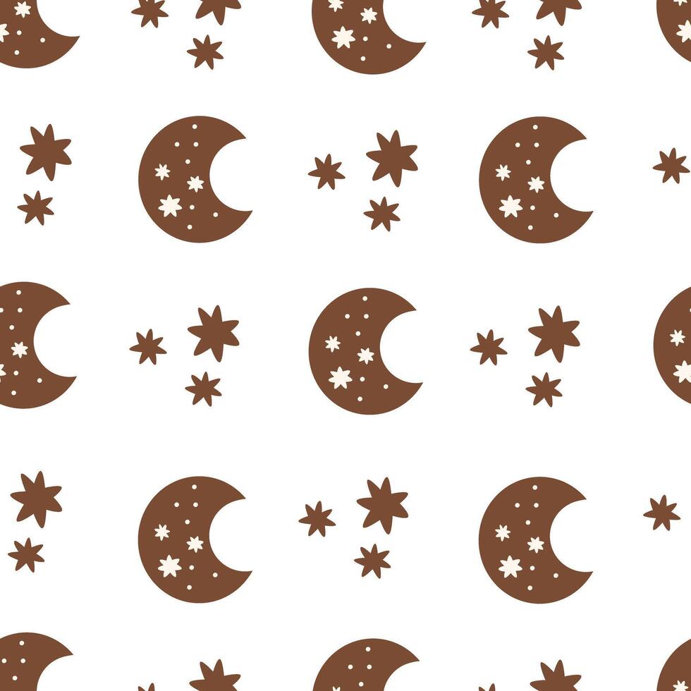 seamless pattern with cartoon moon, decor elements. vector