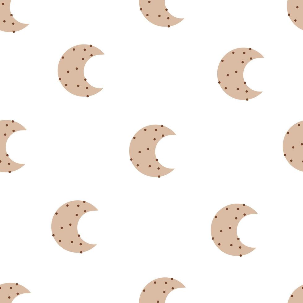 seamless pattern with cartoon moon, decor elements. vector