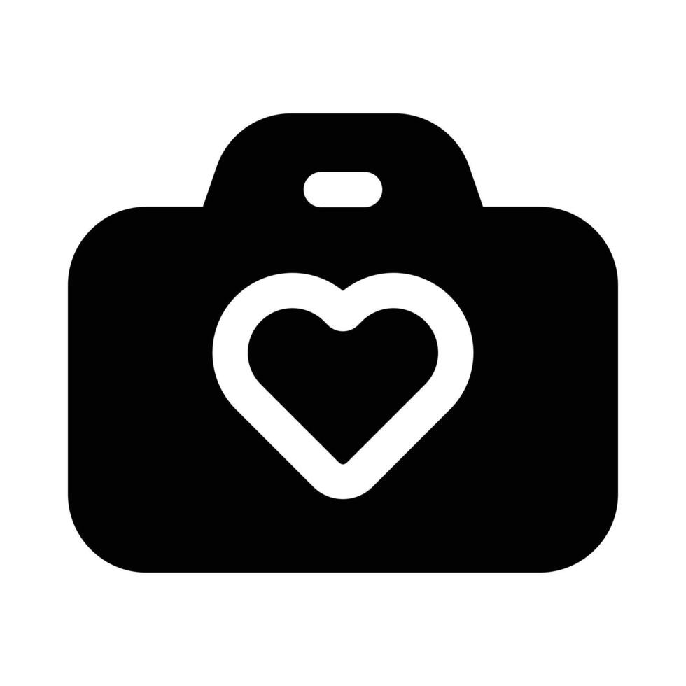 Simple Camera Love glyph icon. The icon can be used for websites, print templates, presentation templates, illustrations, etc vector