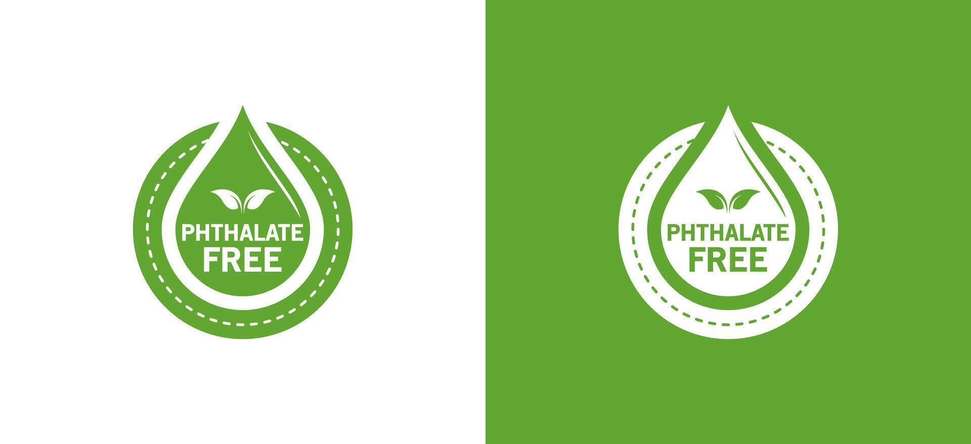 Phthalate free label logo design with natural drop symbol vector