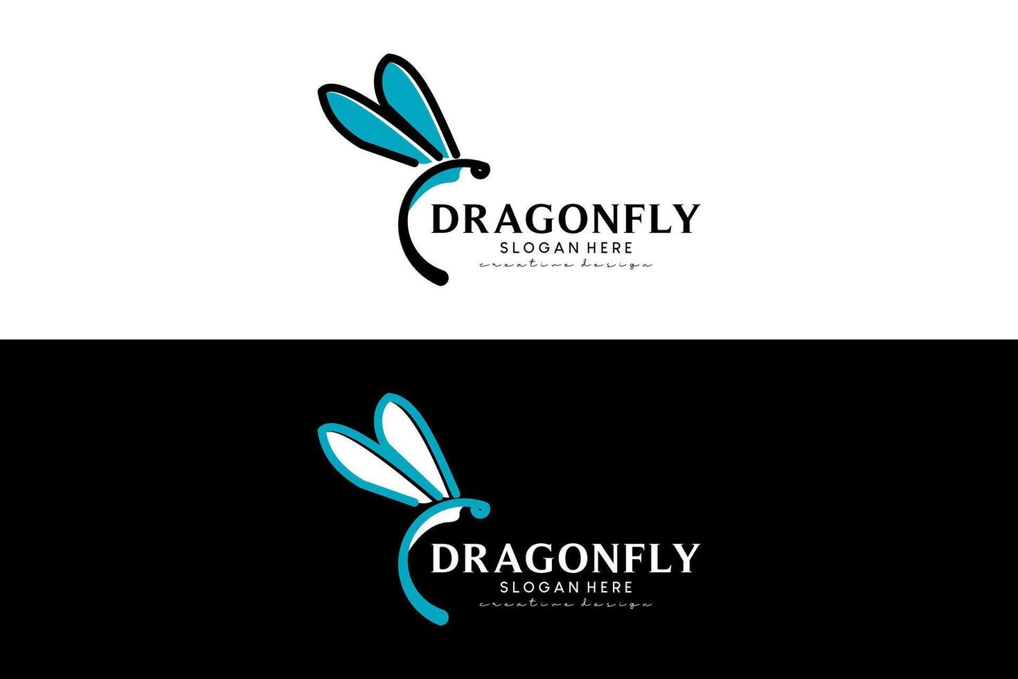 Beautiful simple colorful hand drawn dragonfly logo design vector