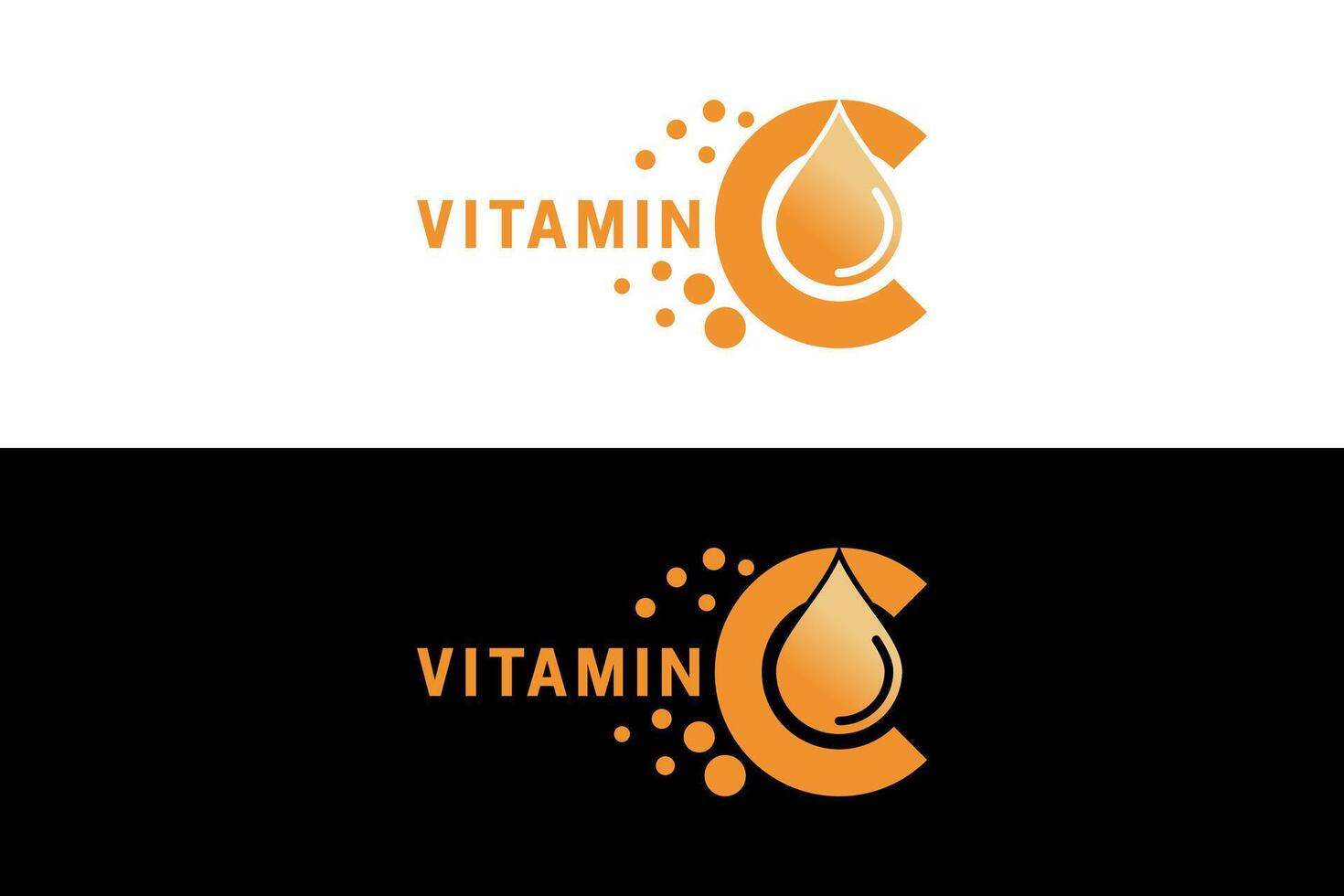 Vitamin C logo design with letter C symbol and droplets vector