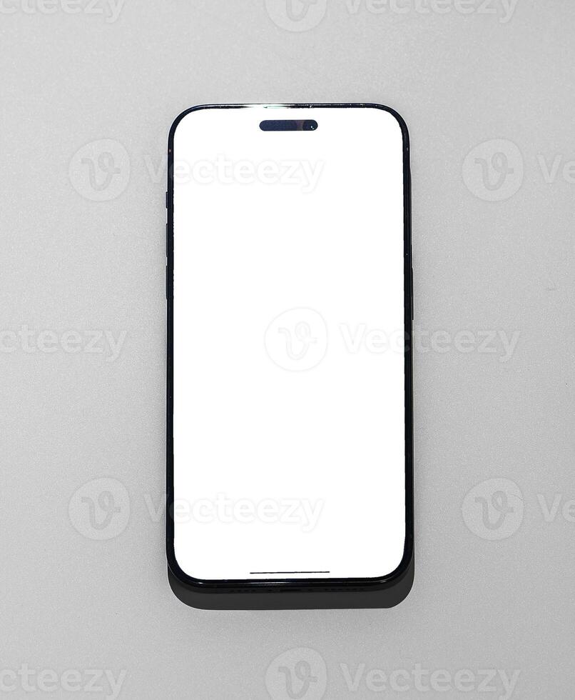 Berlin Germany May 7 2024 Smartphone mockup, blank screen iPhone. Mobile phone display, smart device photo