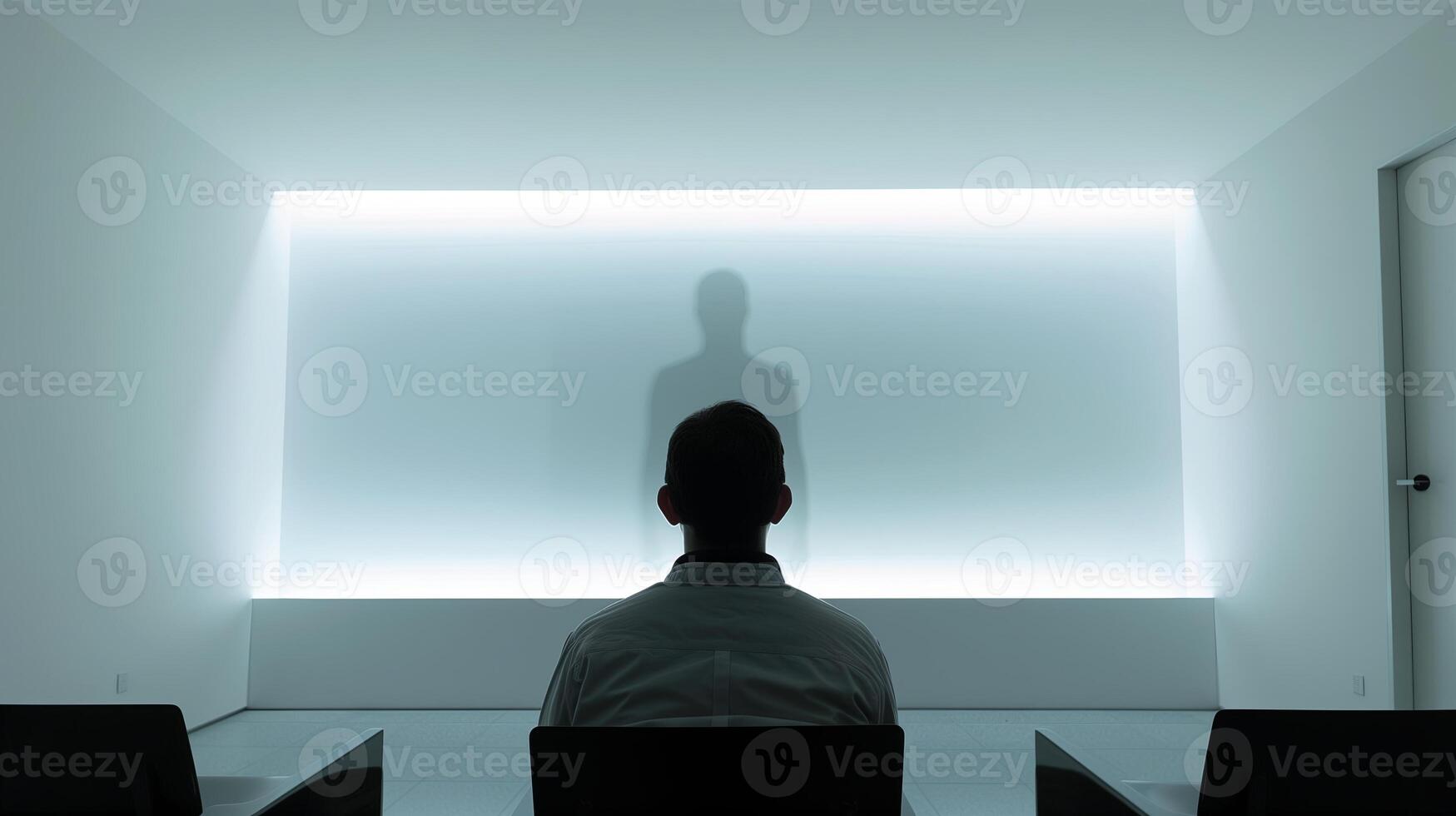 Person looking at shadow of human. Psychology concept photo