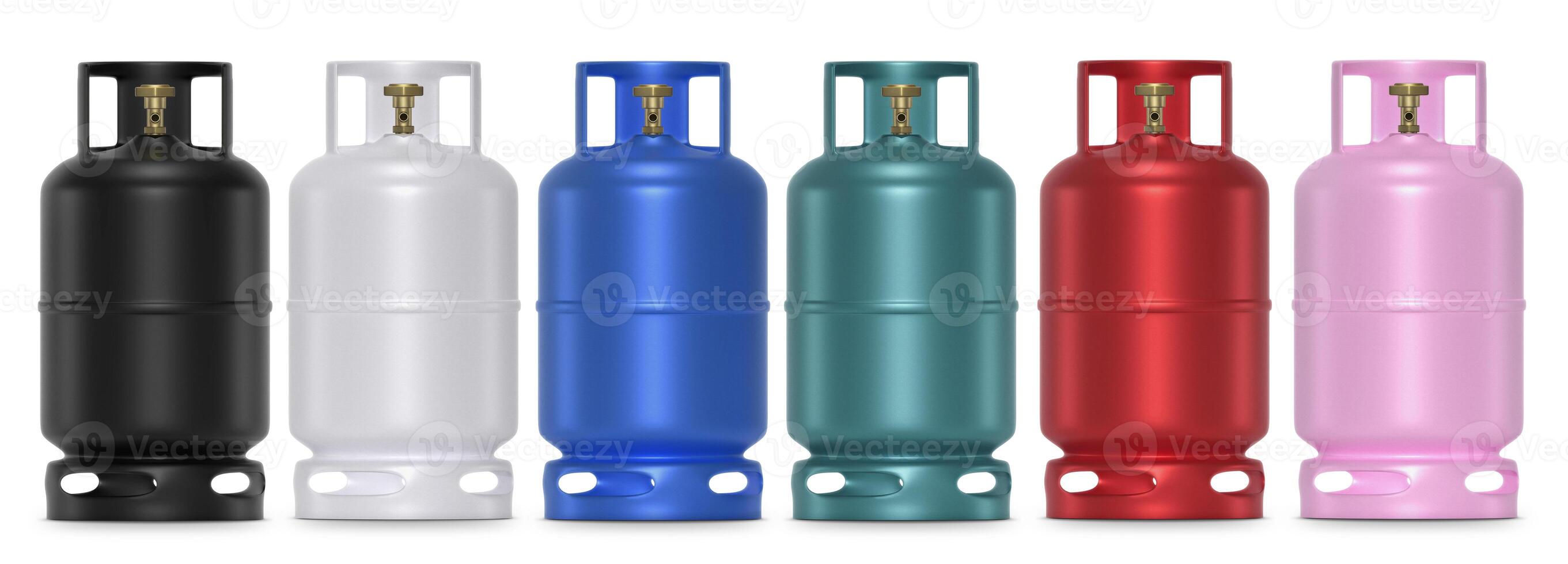 Gas tank set. Natural gas, LPG tanks and various colors photo