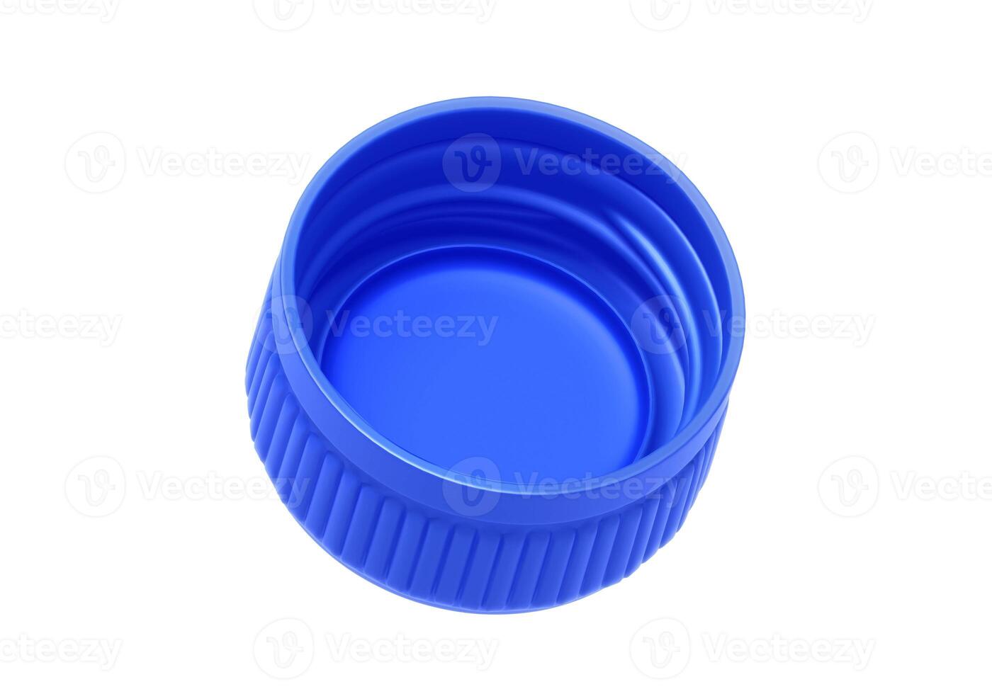 Blue plastic bottle caps isolated on white background photo