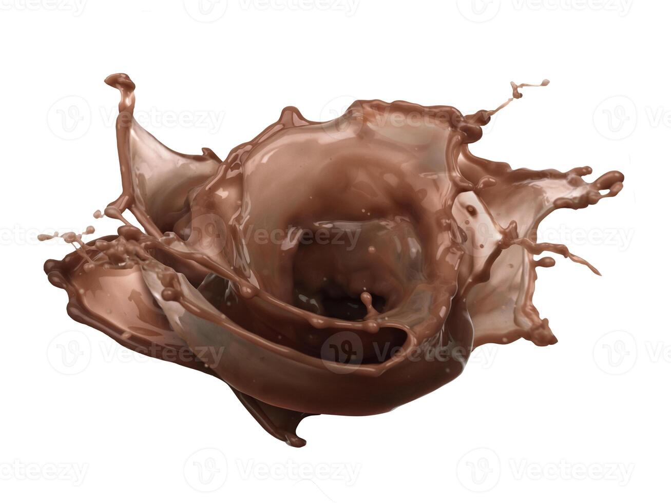 Image of dark Chocolate splash isolated on white background photo