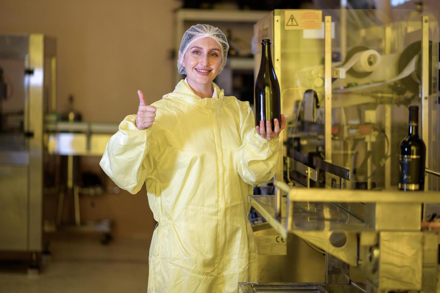 Professional winemaker controlling wine making process and quality at winery factory photo
