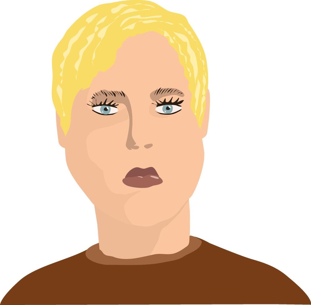 Avatar Cartoon Person Face Shemale Blond. illustration, avatar for insertion, banner, doodle and other applications where you need an avatar blond with gray eyes and a short haircut. vector