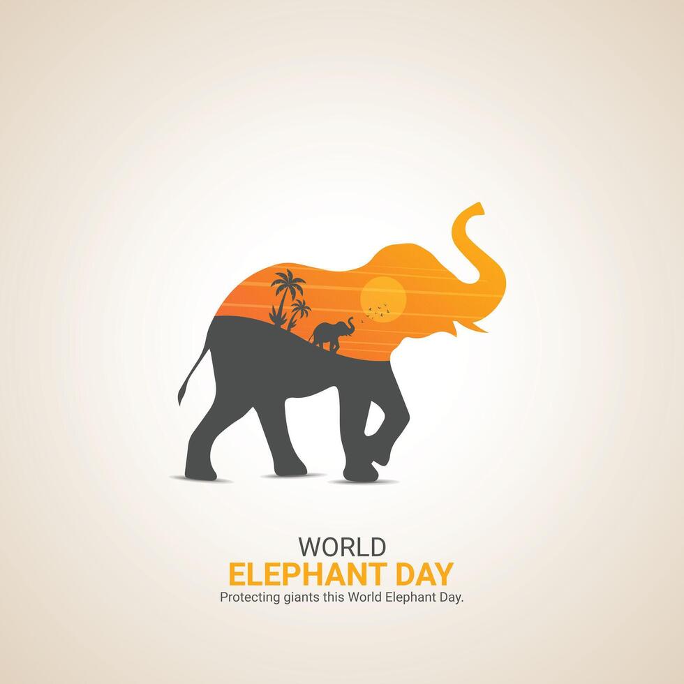World Elephant Day Creative Ads Design. Elephant Day cartoon icon isolated on Template for background. Elephant Day Poster, . illustration, August 12. Important day vector