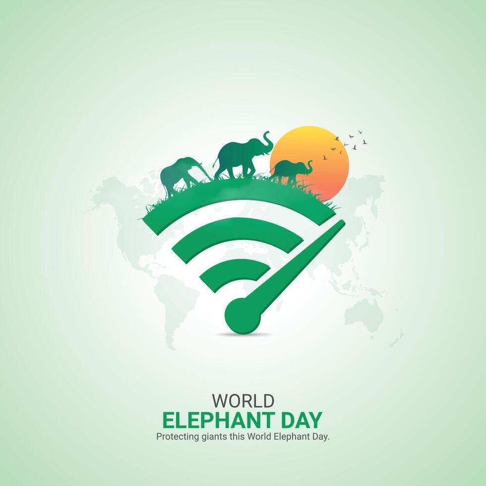 World Elephant Day Creative Ads Design. Elephant Day cartoon icon isolated on Template for background. Elephant Day Poster, . illustration, August 12. Important day vector