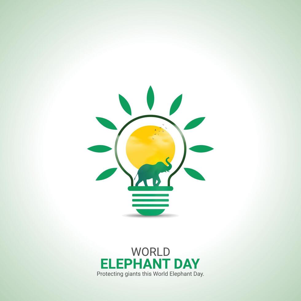 World Elephant Day Creative Ads Design. Elephant Day cartoon icon isolated on Template for background. Elephant Day Poster, . illustration, August 12. Important day vector