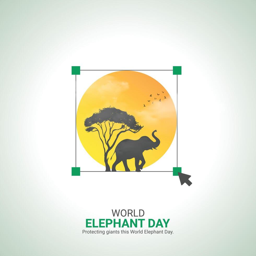 World Elephant Day Creative Ads Design. Elephant Day cartoon icon isolated on Template for background. Elephant Day Poster, . illustration, August 12. Important day vector