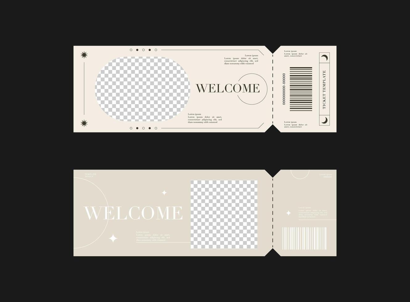 Event ticket template set. template illustration. vector