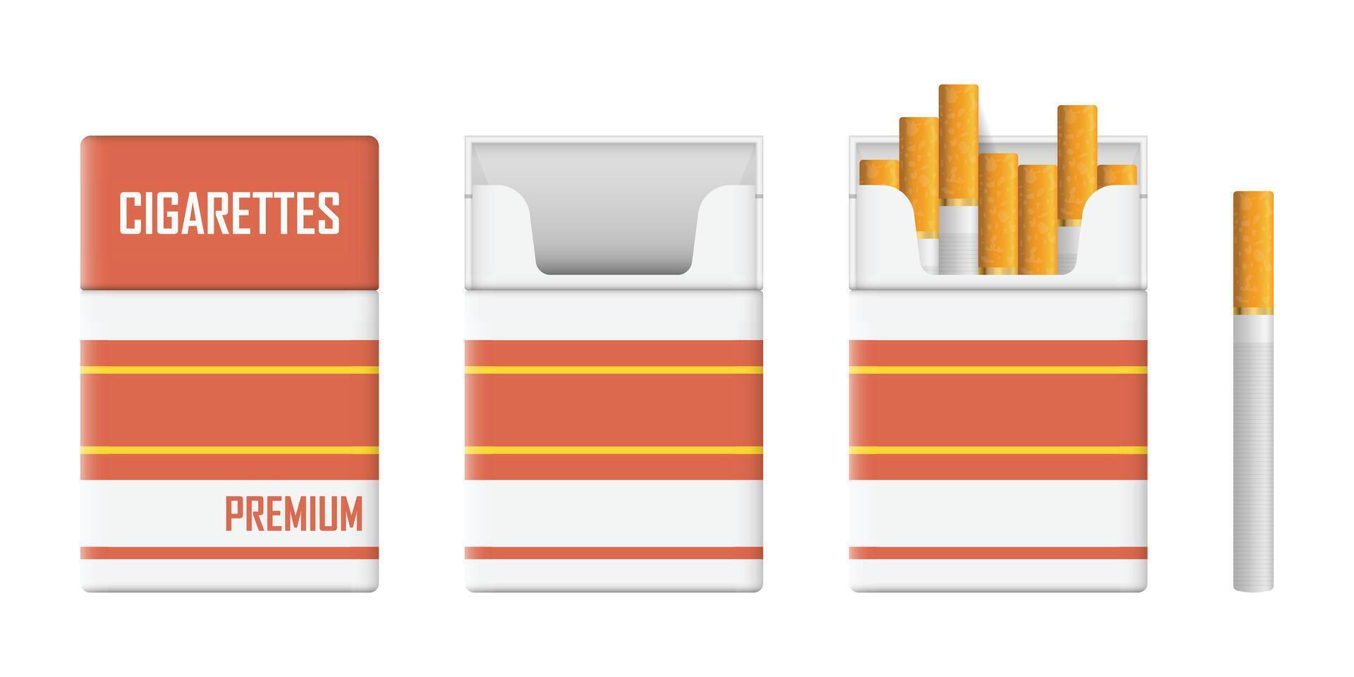 Packet of cigarettes icon in flat style. Smoking illustration on isolated background. Tobacco box sign business concept. vector