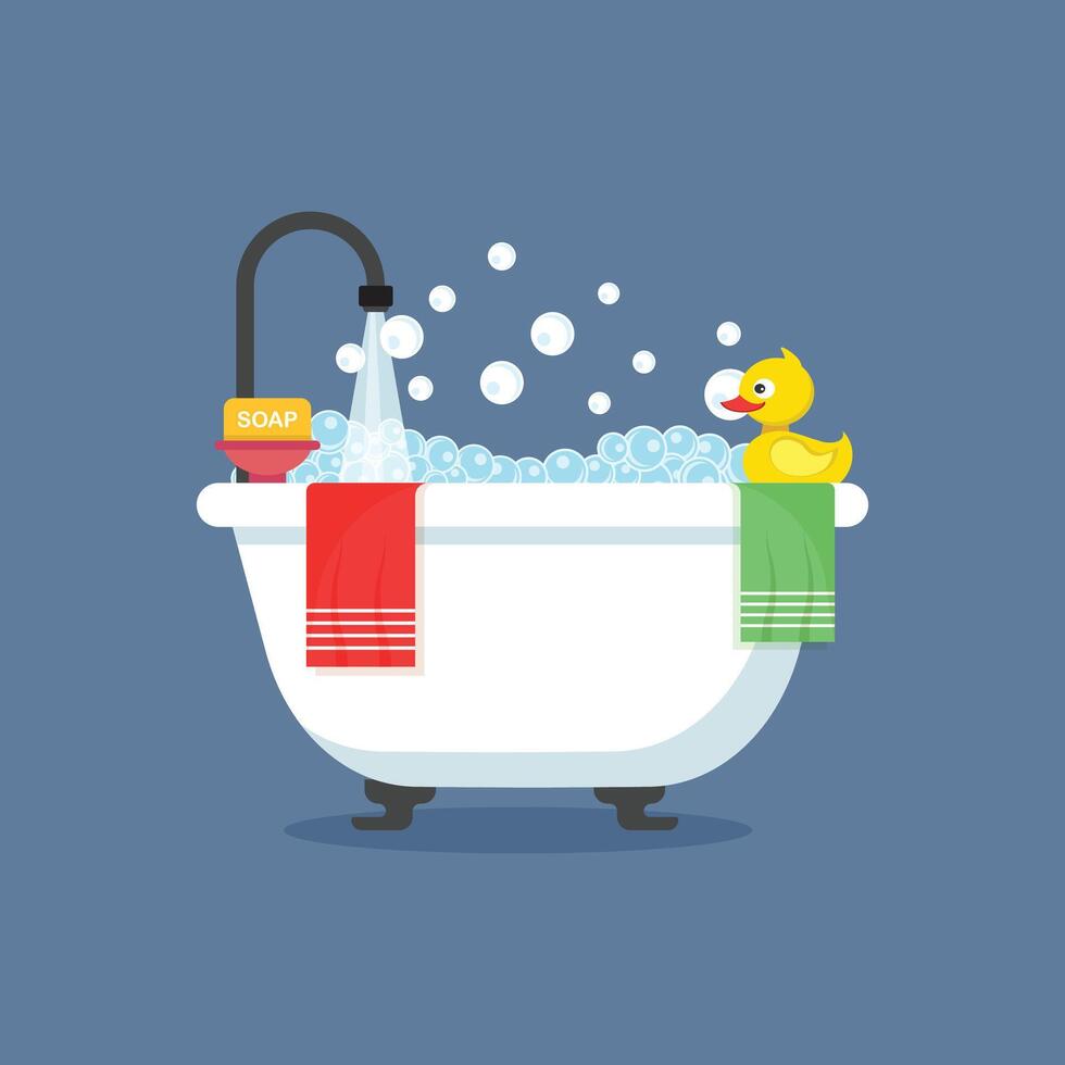 Bath icon in flat style. Bathroom illustration on isolated background. Bathtub sign business concept. vector