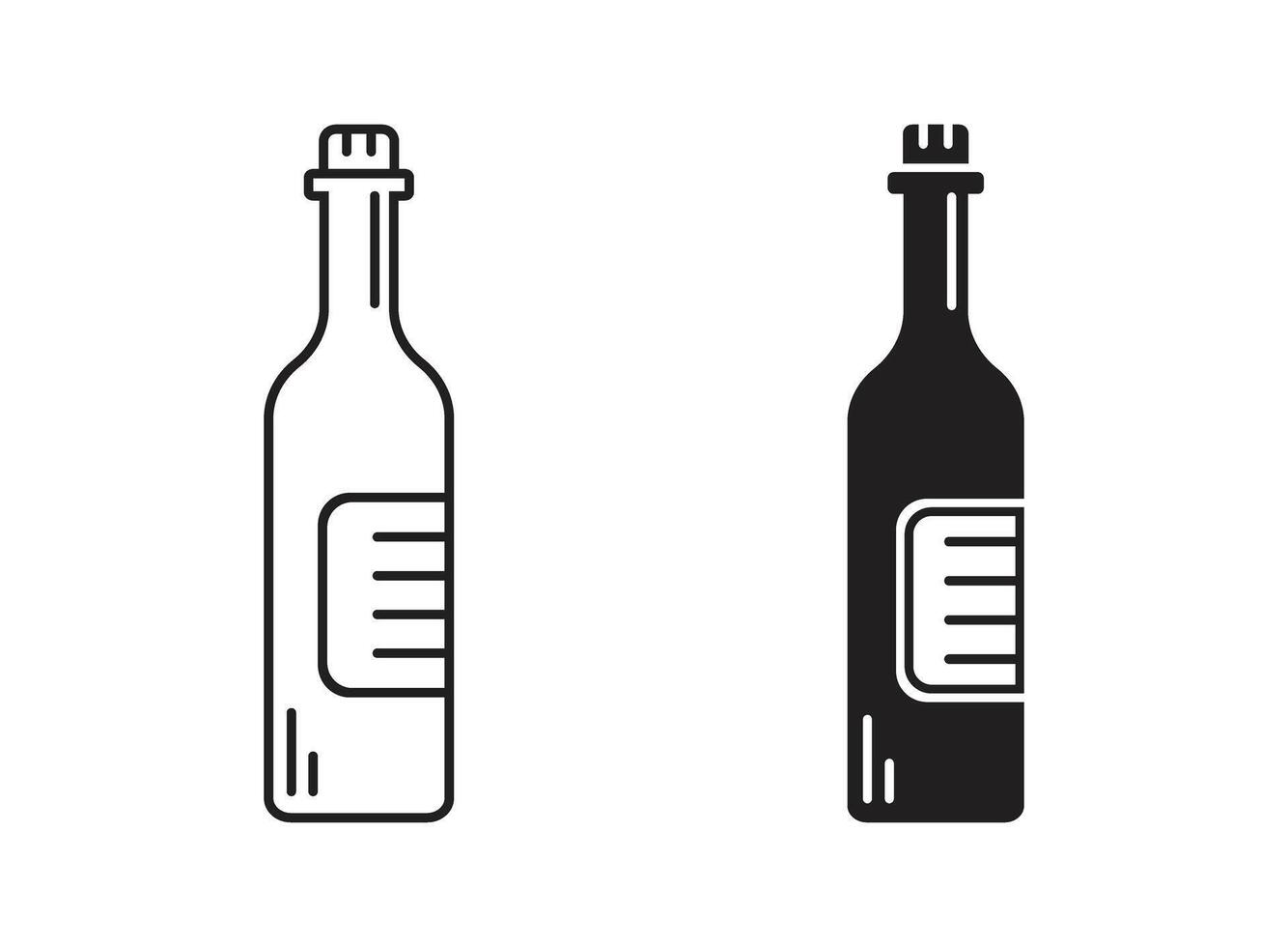 Wine bottle with glass icon in flat style. Alcohol drink illustration on isolated background. Champagne beverage sign business concept. vector