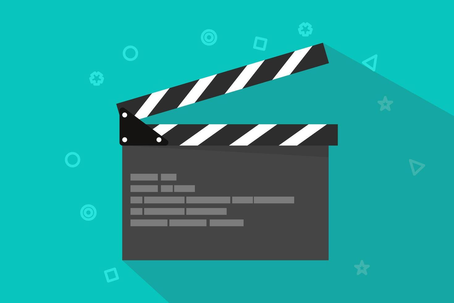 Clapperboard concept, film industry, film equipment, rotary style clapperboard icon, acting industry, film making device, film clapper equipment. flat illustration. vector