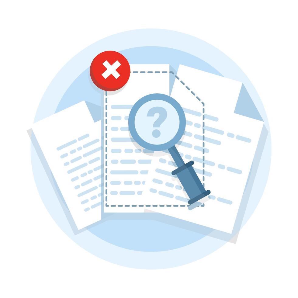 Concept File document not found, search yielded no results. File management administration, data archiving, modern graphic elements for landing page, blank state ui, infographics, icons. vector