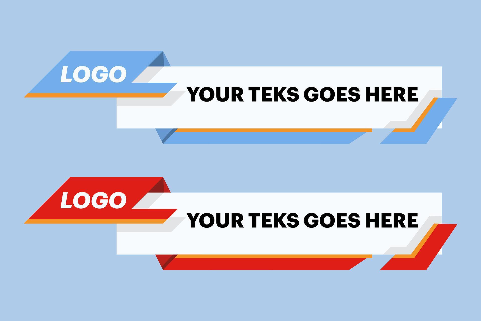 Colored lower third concept set template modern simple clean style