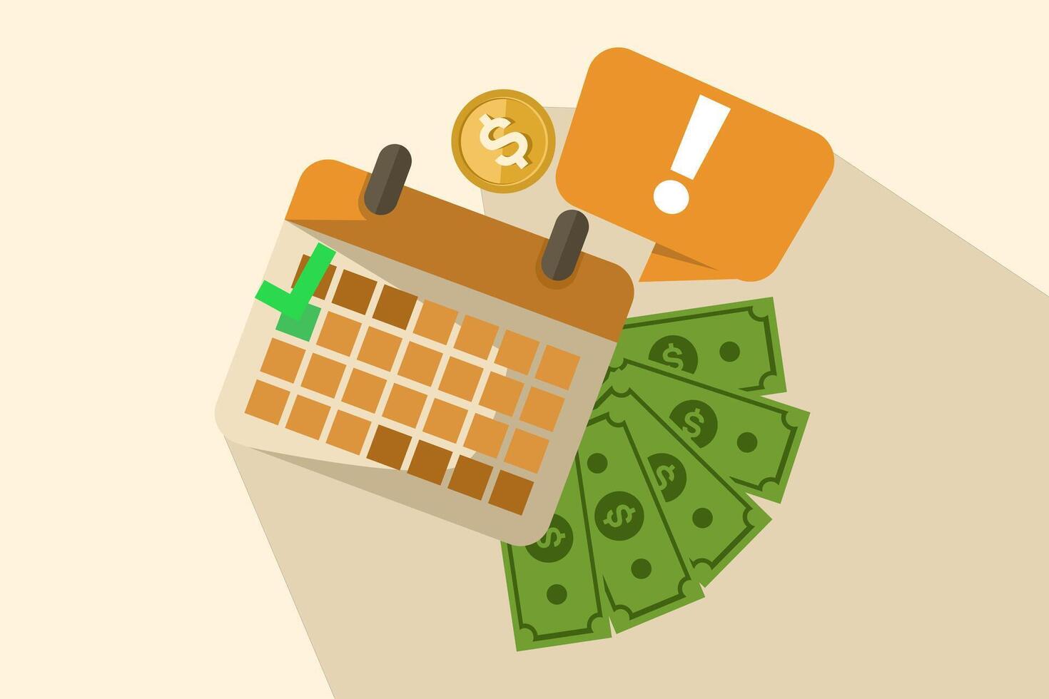 Salary Payment Ladder Concept successful automatic or recurring payment schedule agenda made on calendar and check mark, tax or credit bill time, loan date or budget income day, money plan. vector