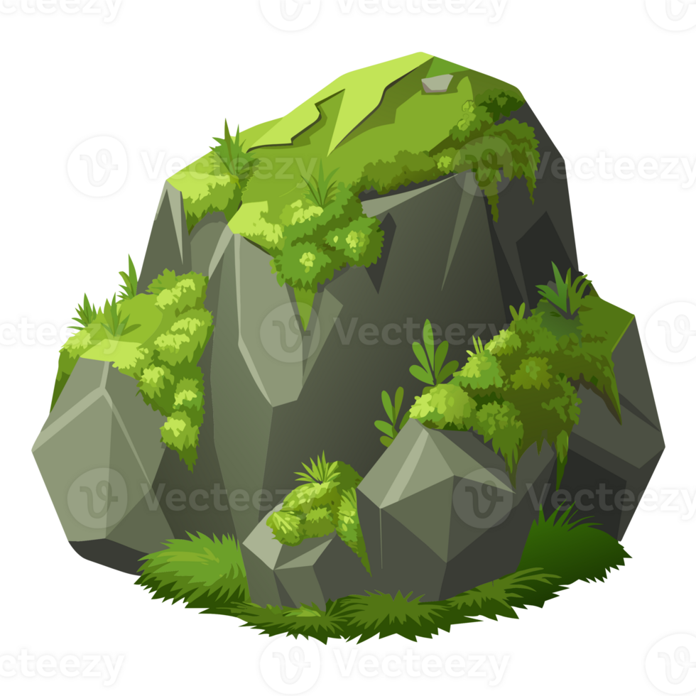 Illustration of a large mossy rock png