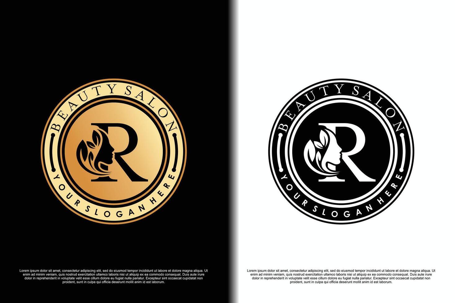 beauty woman design with letter r beauty concept vector