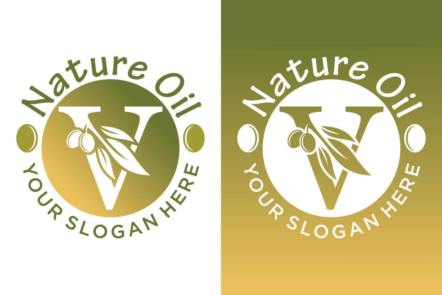 nature olive design with letter v modern concept vector