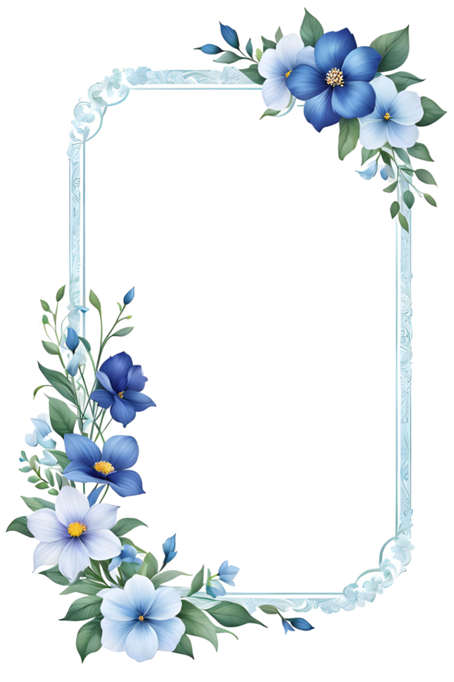 Blue Flower Border Frame png