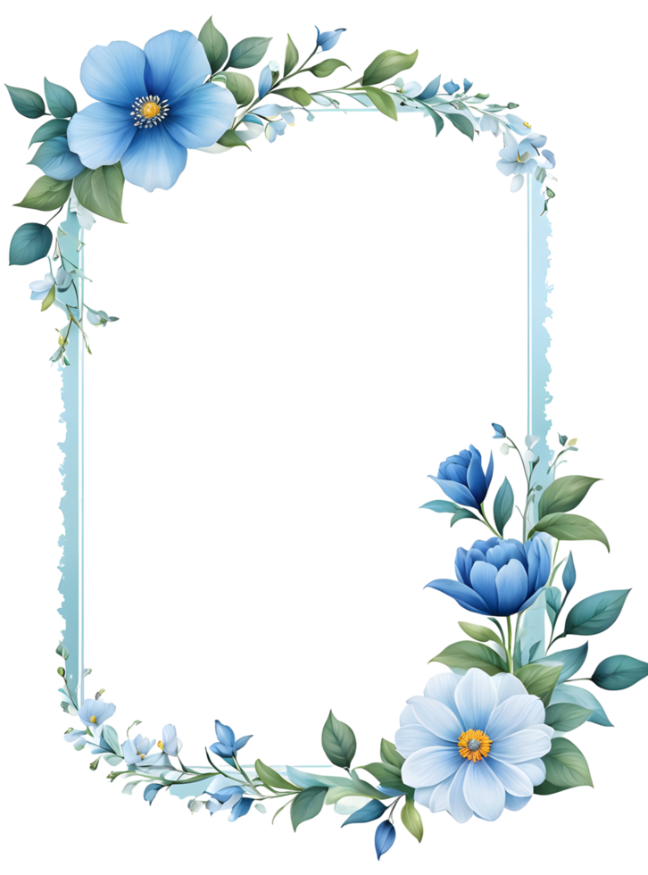 blå blomma gräns ram png