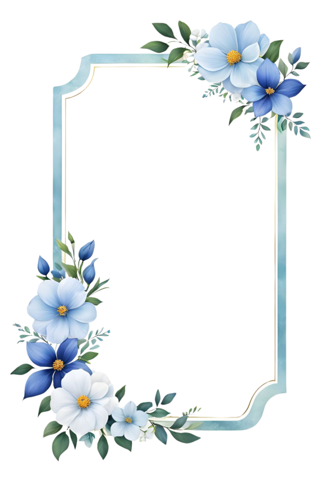 Blue Flower Border Frame png