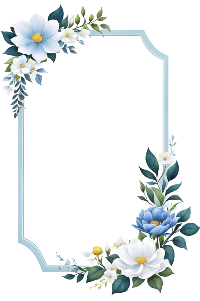 Blue Flower Border Frame png