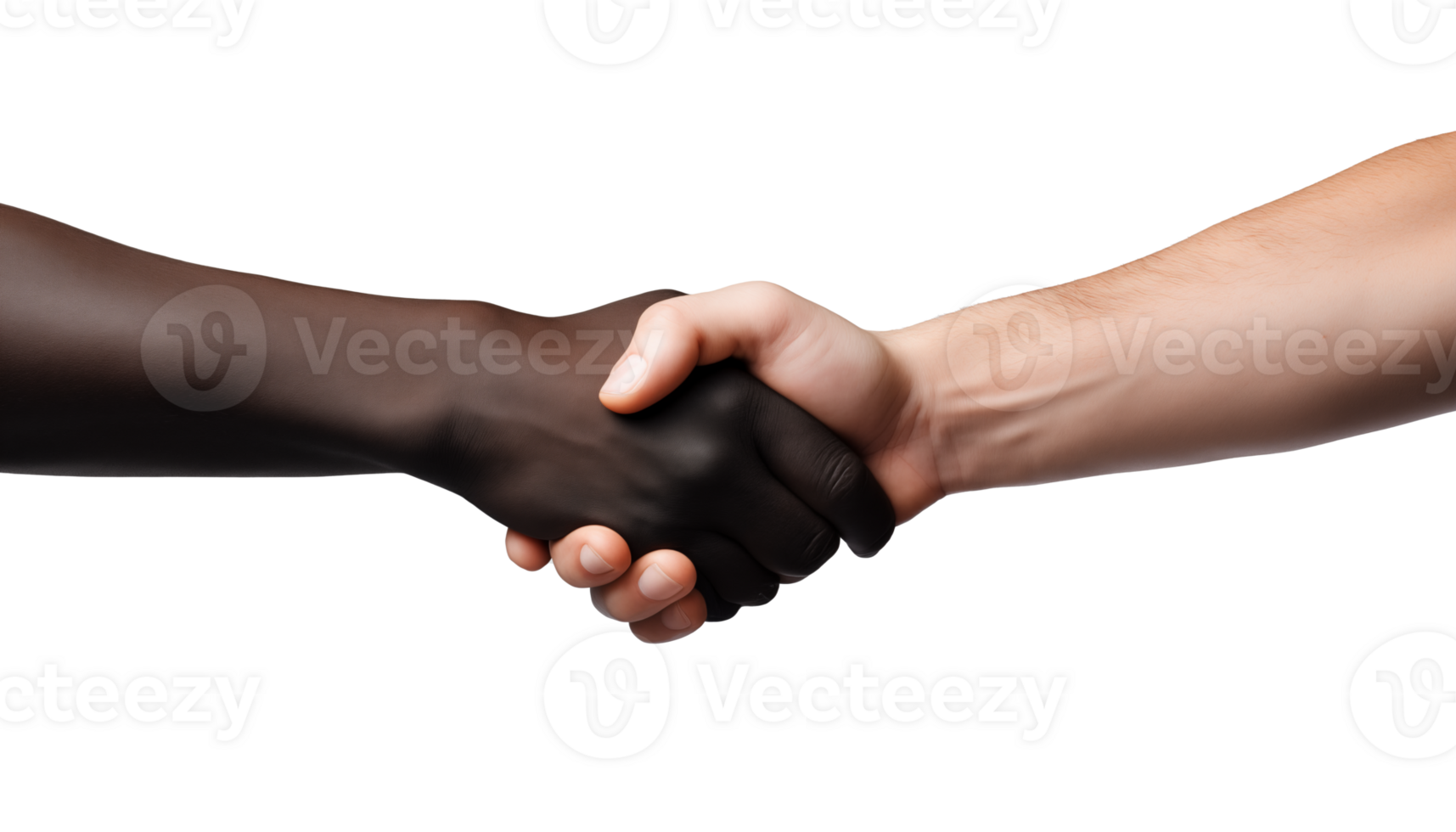 Handshake between black and white hand isolated png