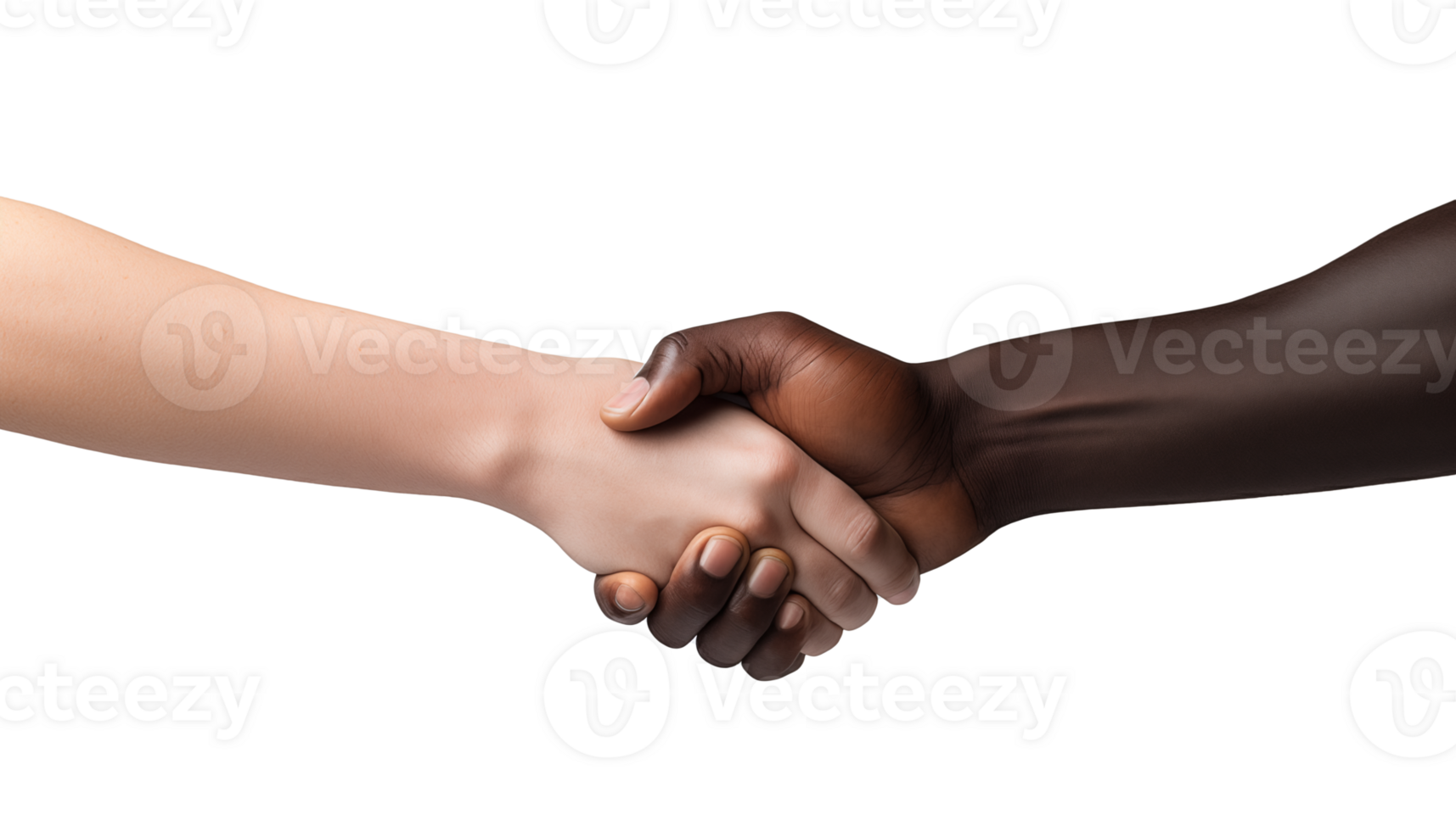 Handshake between black and white hand isolated png
