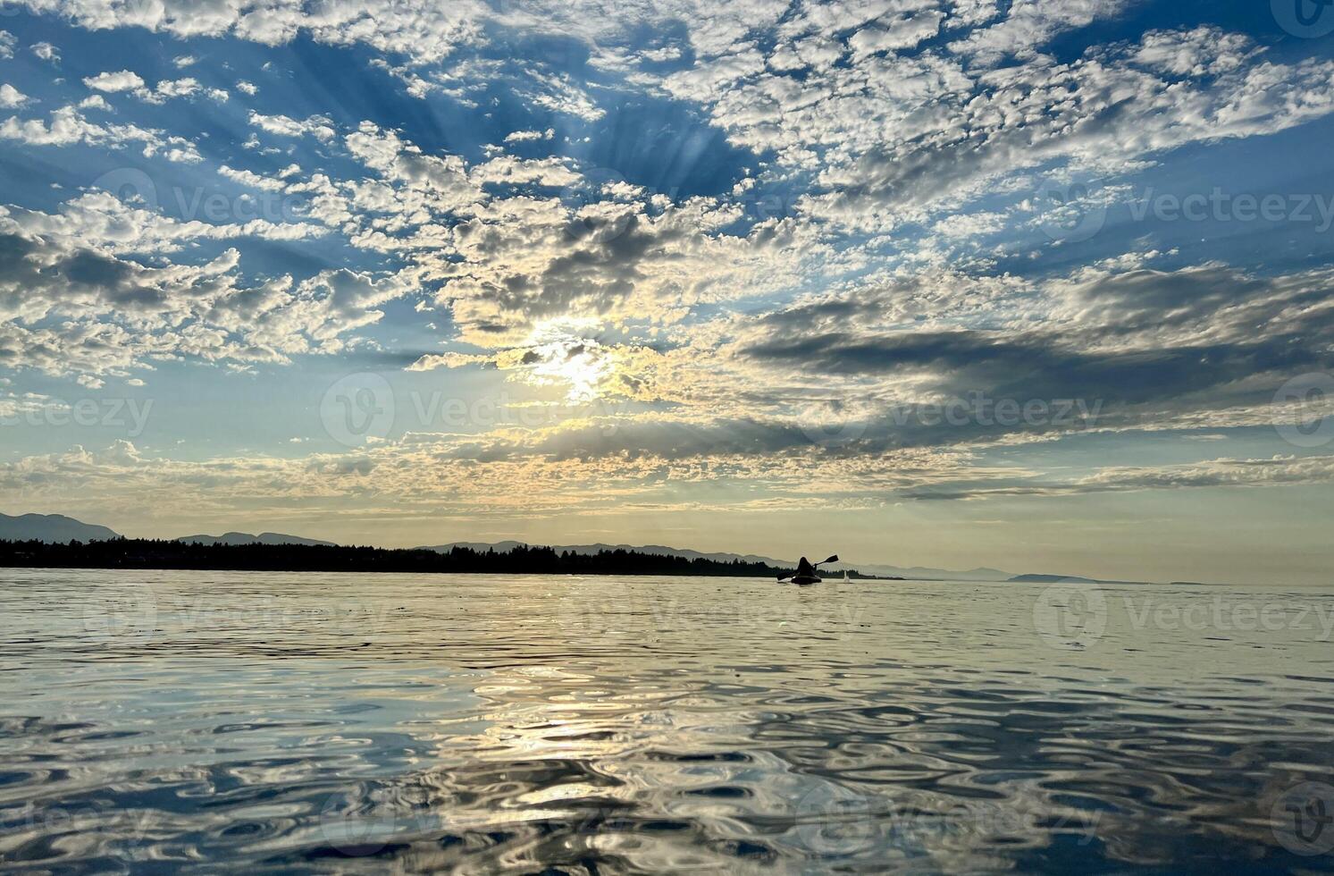 fabulous sunset on the Pacific Ocean backdrop for advertising travel wall painting Relax meditation river illuminated by the sun holidays sea Spread out with bright colors saturated paint blank photo