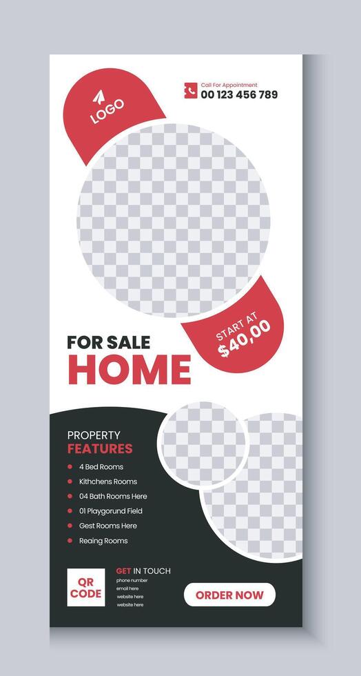 Real Estate Agency House or Home for Sale Rollup Banner Template Design vector