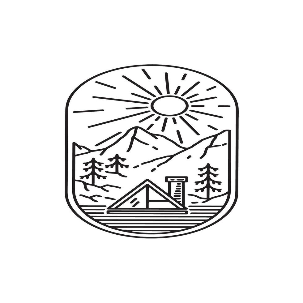 Cabin home monoline vector
