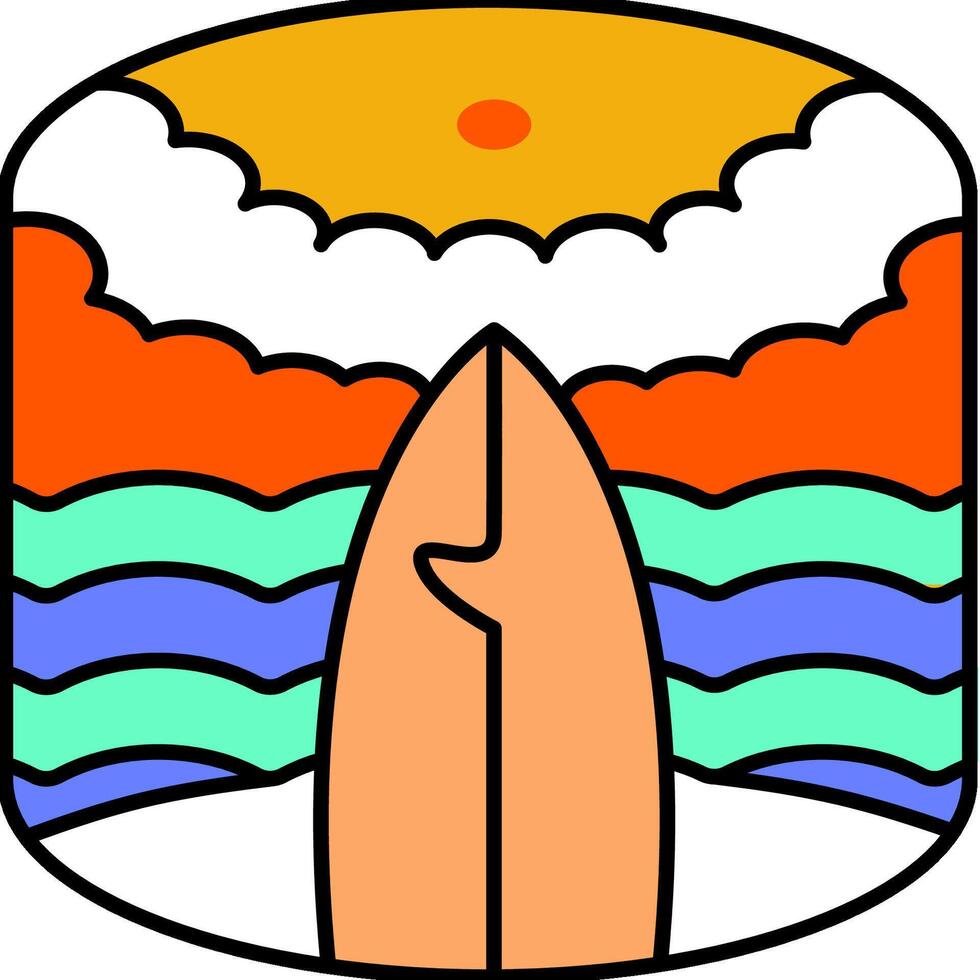 surfing with monoline art vector