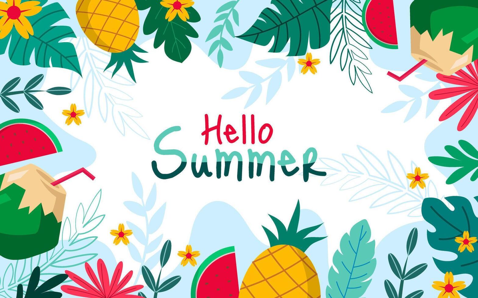 Hello Summer Background with Floral vector