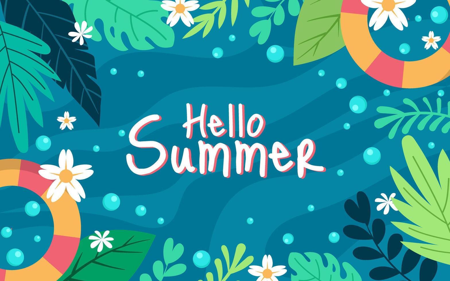 Hello Summer Background with Floral vector