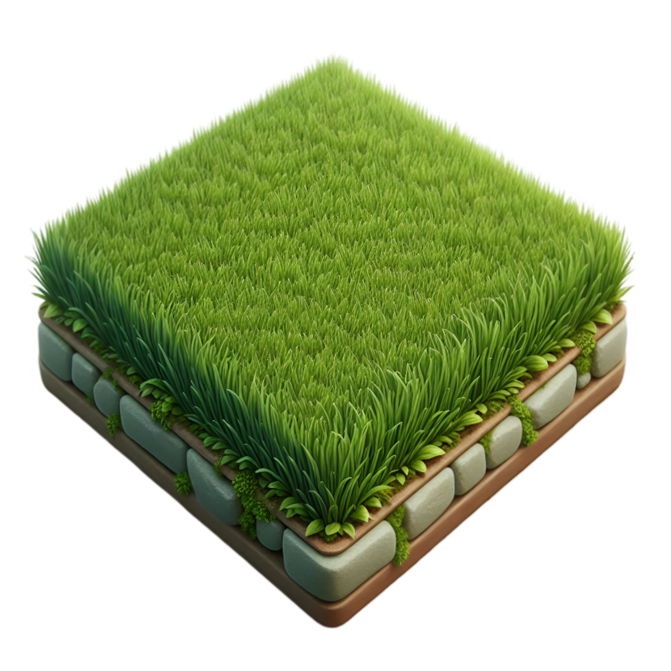 square green grass floor isolated from background png
