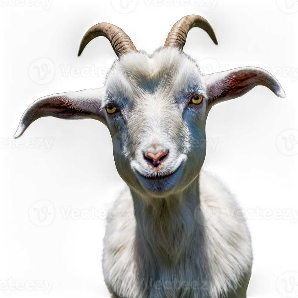 A goat looking at the camera headshot png