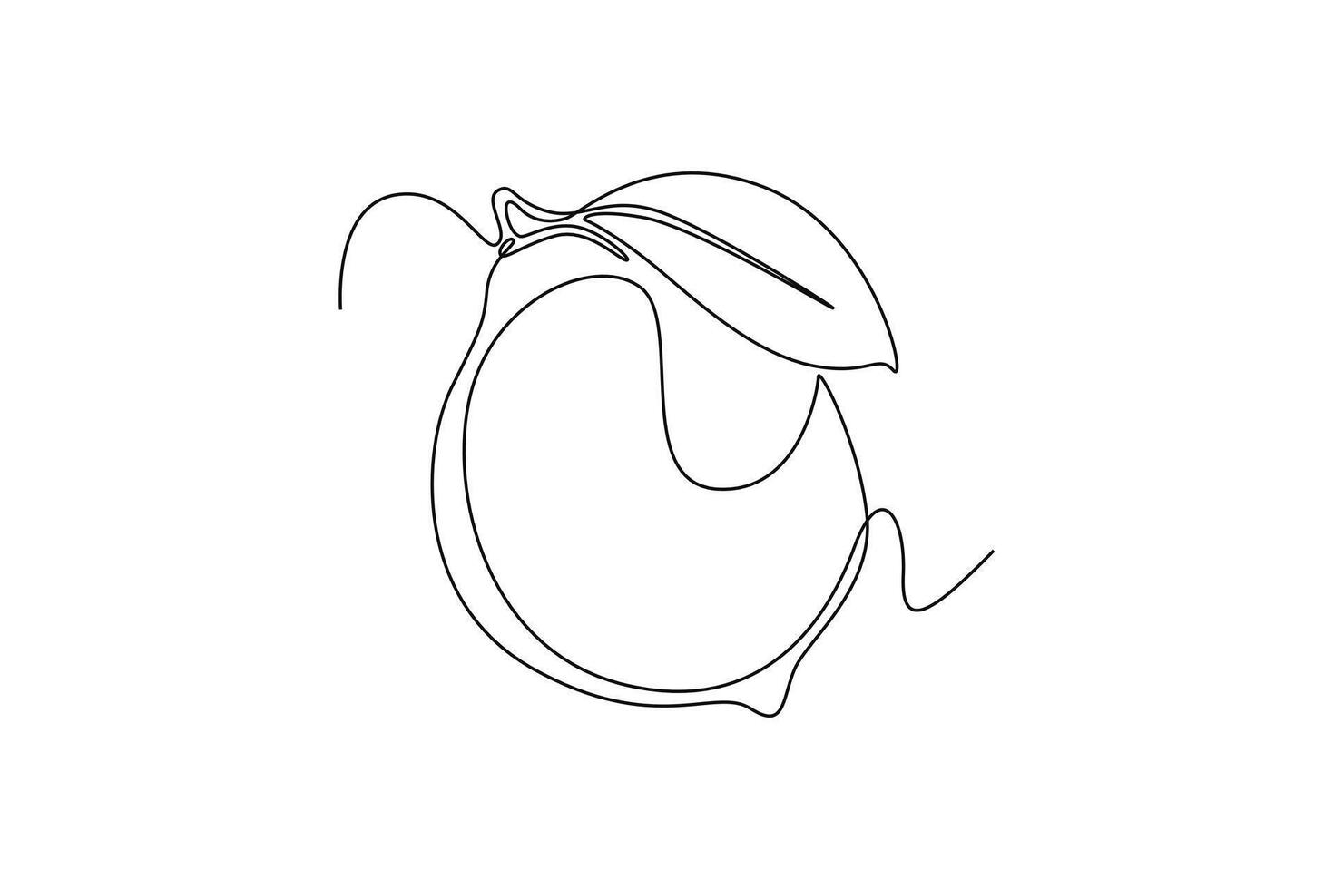 Single continuous line drawing of whole healthy organic lemon for orchard logo identity. Fresh lemonade fruitage concept for fruit garden icon. Dynamic one line draw graphic design illustration vector