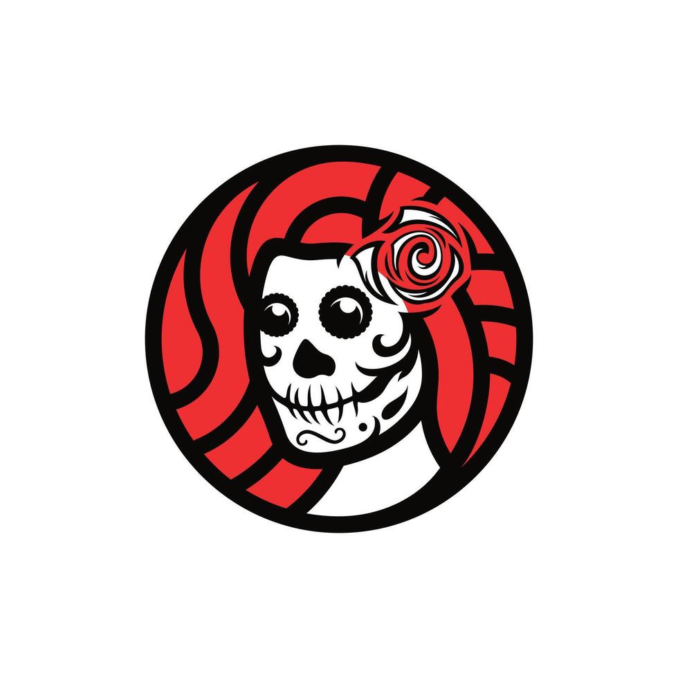 Woman Face Muertos design, mexican culture creative design template vector