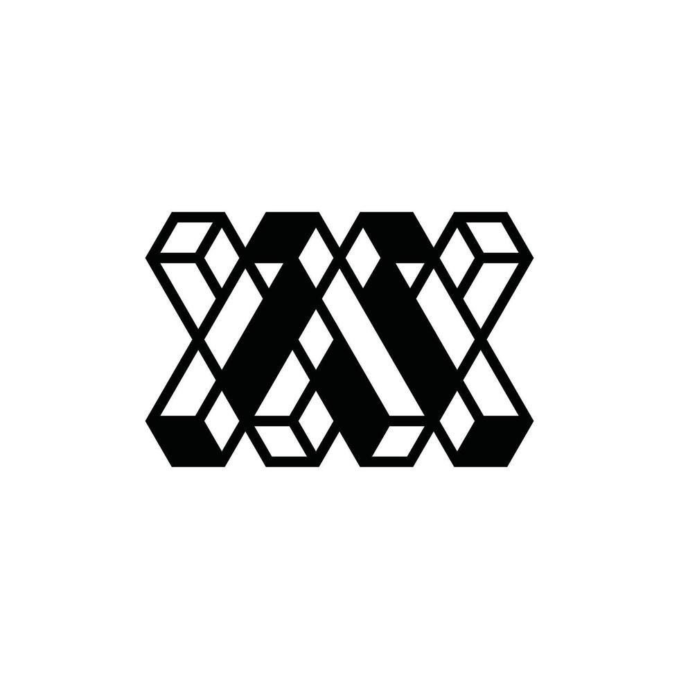 Monogram MW Block Geometric logo design template modern vector
