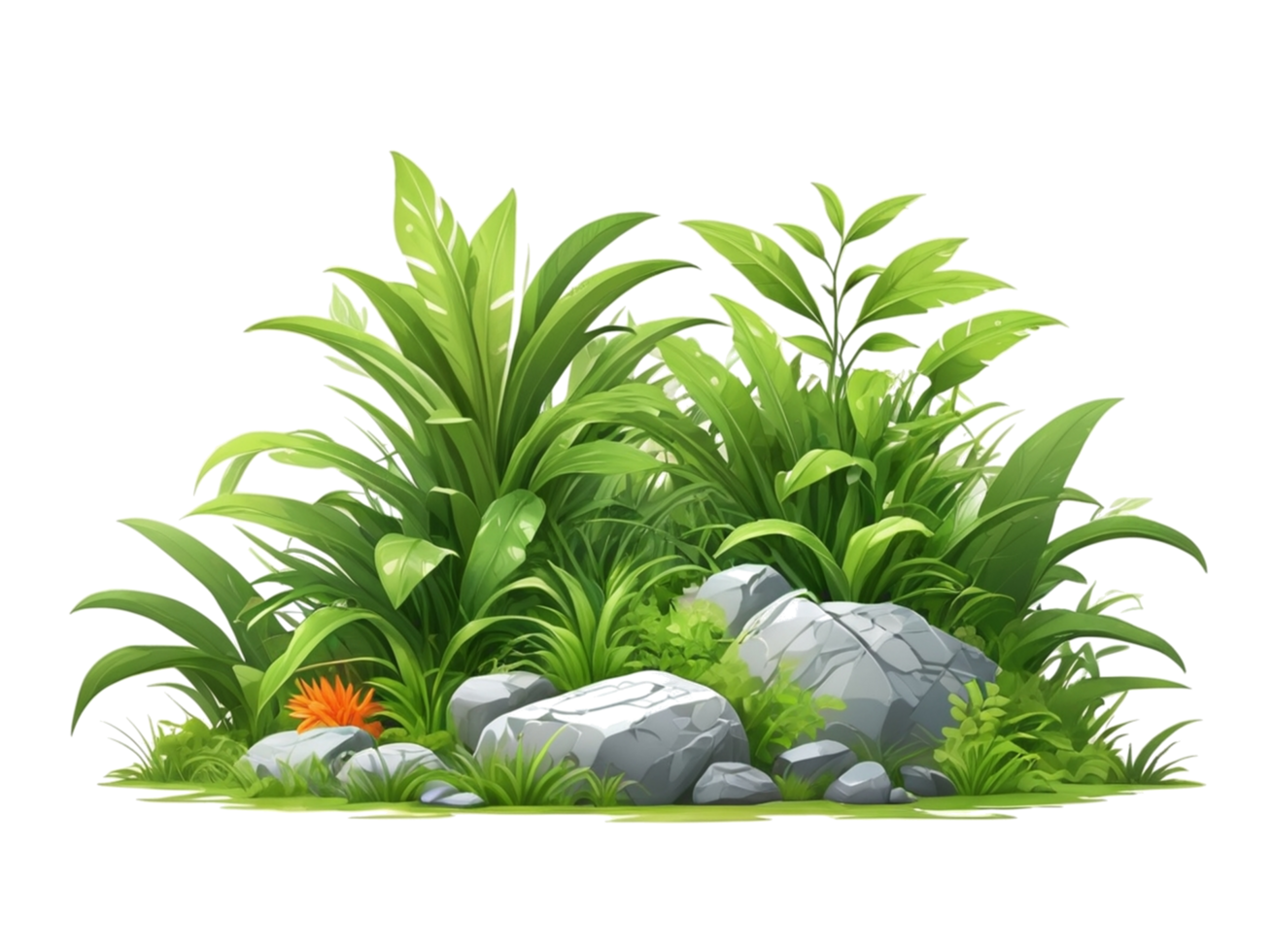 grass on rock illustration. catoon grass clipart transparent background png