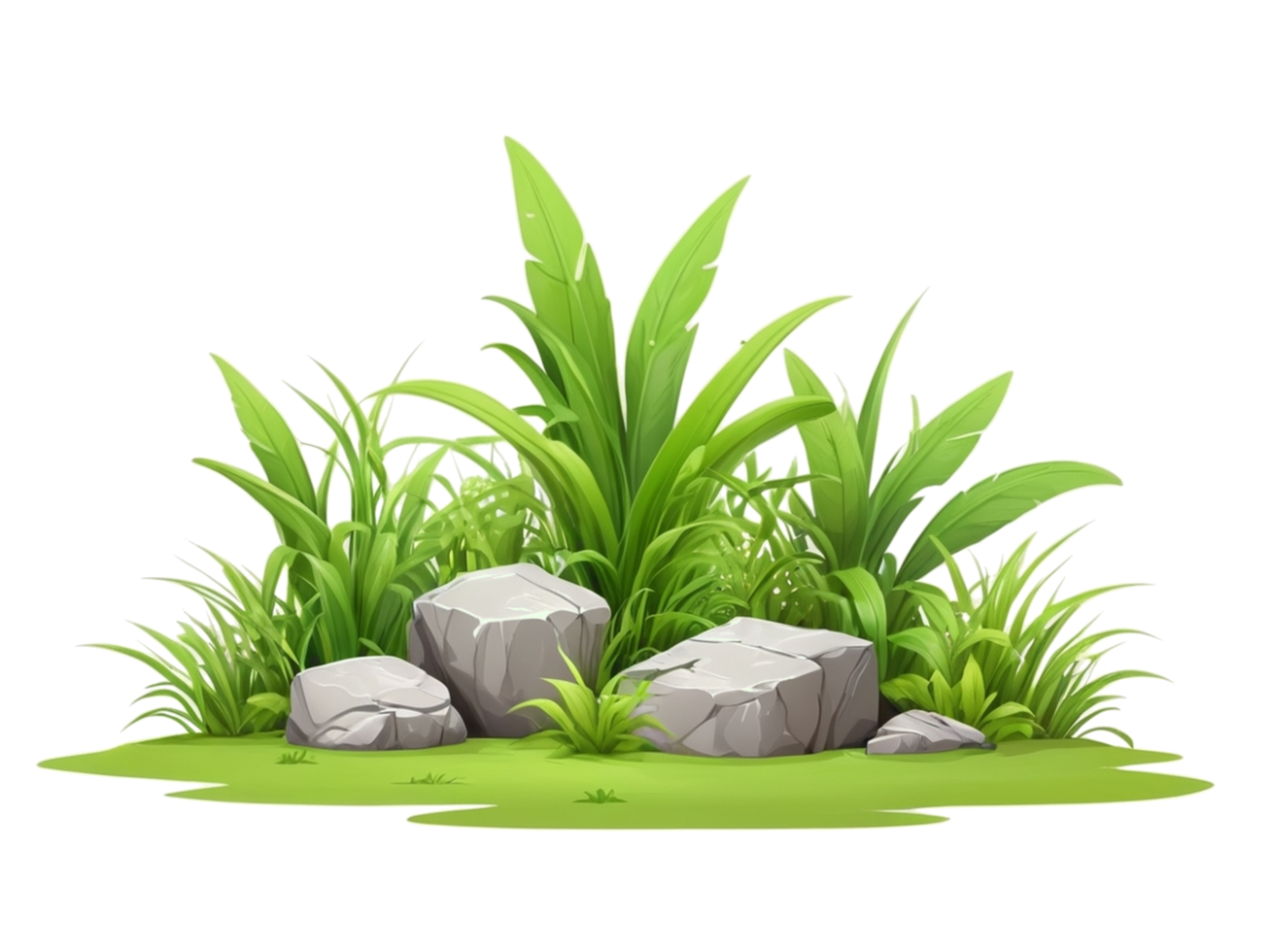 tropical bush on ground. cartoon grass clipart png